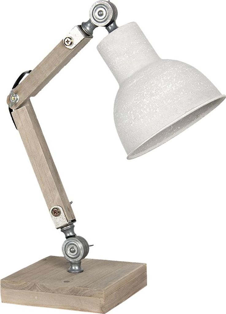 Clayre & Eef Schreibtischlampe 15x15x47 cm Beige Holz