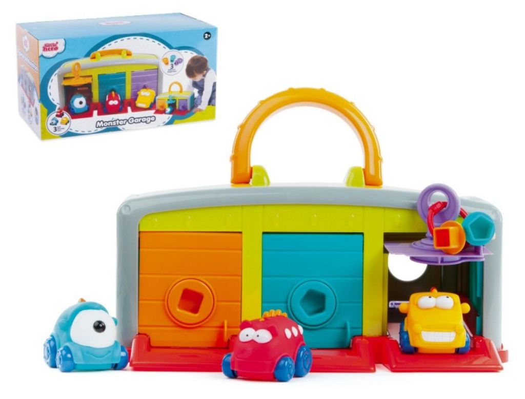 Garage avec 3 petites voitures + accessoires en plastique, Image du produit 
