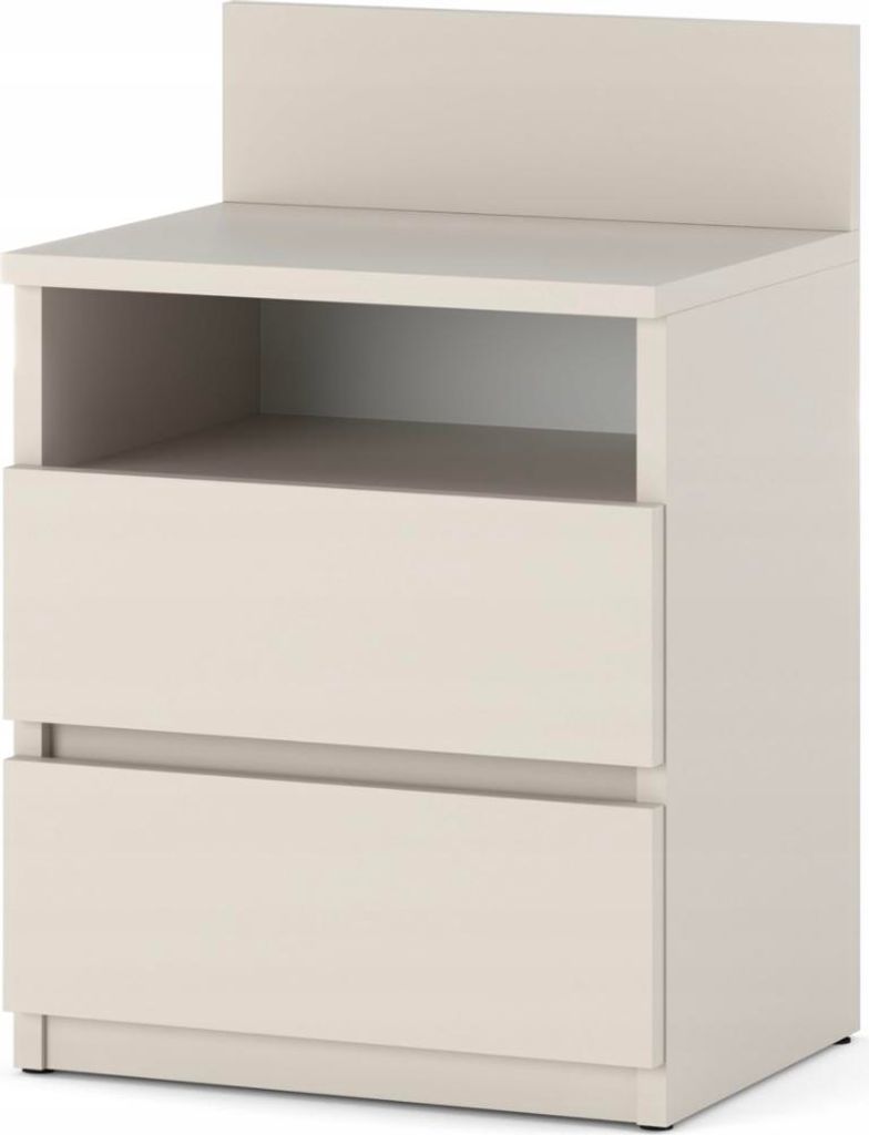 Nachttisch „HOLLY“ mit 2 Schubladen in hellem Kaschmir-Ton, moderner Stil für jedes Schlafzimmer, minimalistisches Design, hochwertige Verarbe...