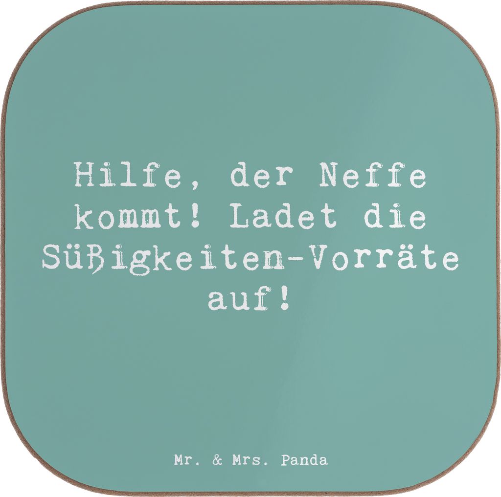 Mr. & Mrs. Panda Untersetzer für Gläser Spruch Neffe Besuch - Meeresbrise - Geschenk, Coaster, liebevoll, Familienmitglieder, Glas, Getränkeunte...