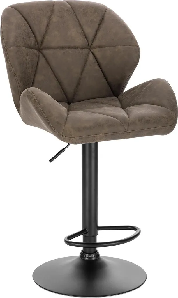 Chaise pivotante bar marron en cuir - Piétement acier avec repose-pieds