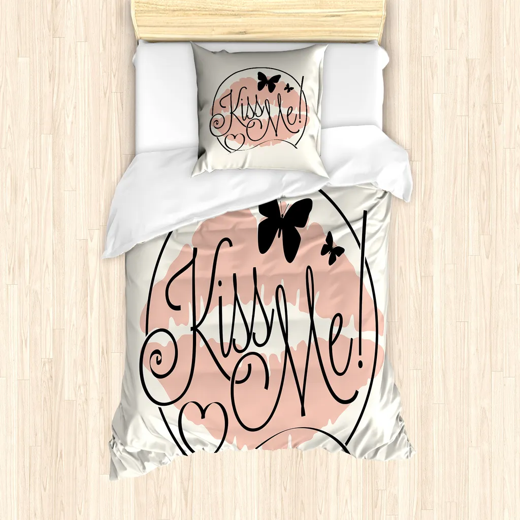 Housse de couette simple 135x200 romantique pour chambre d'ado rose