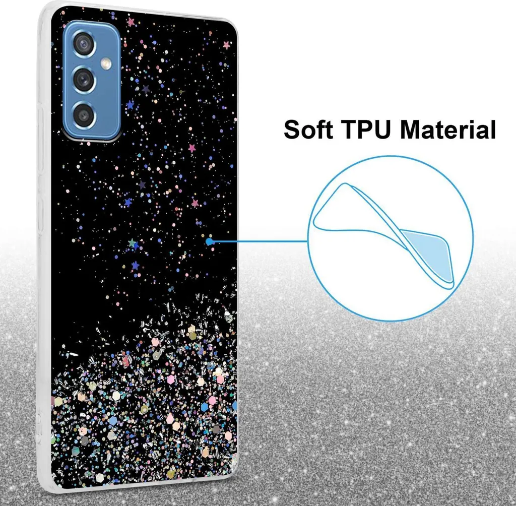 Custodia Samsung Galaxy M52 5G Cadorabo TPU Glitter Nero Professionale