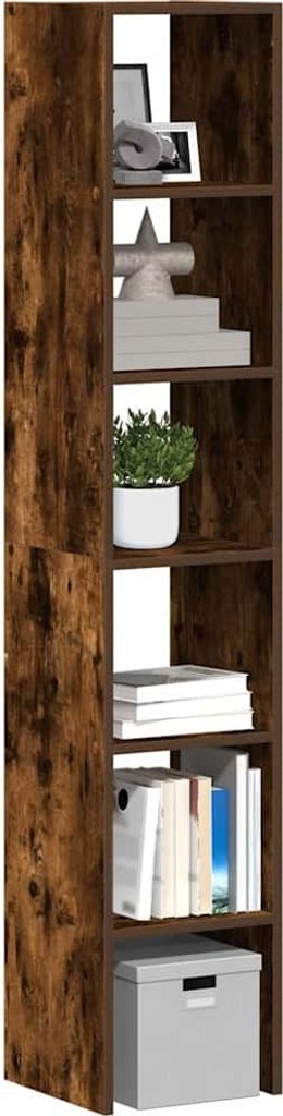 "WINTER SALE"Bücherregal, Standregal - elegantes Design - Flur, Wohnzimmer -e 2er set - Stapelbar Räuchereiche 30x30x80cm DE817218 - Kommoden