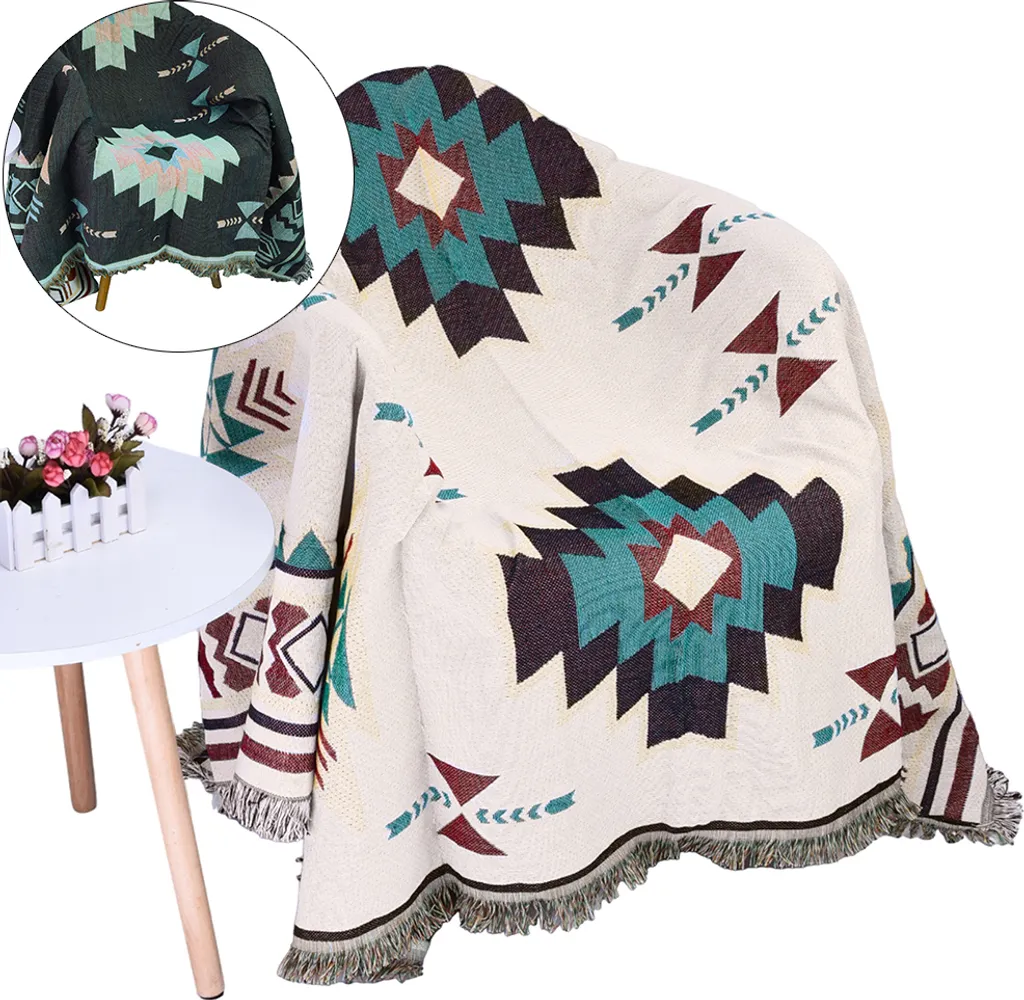 Coperta Boho 180x300 cm - Copridivano in Cotone con Nappe Chic