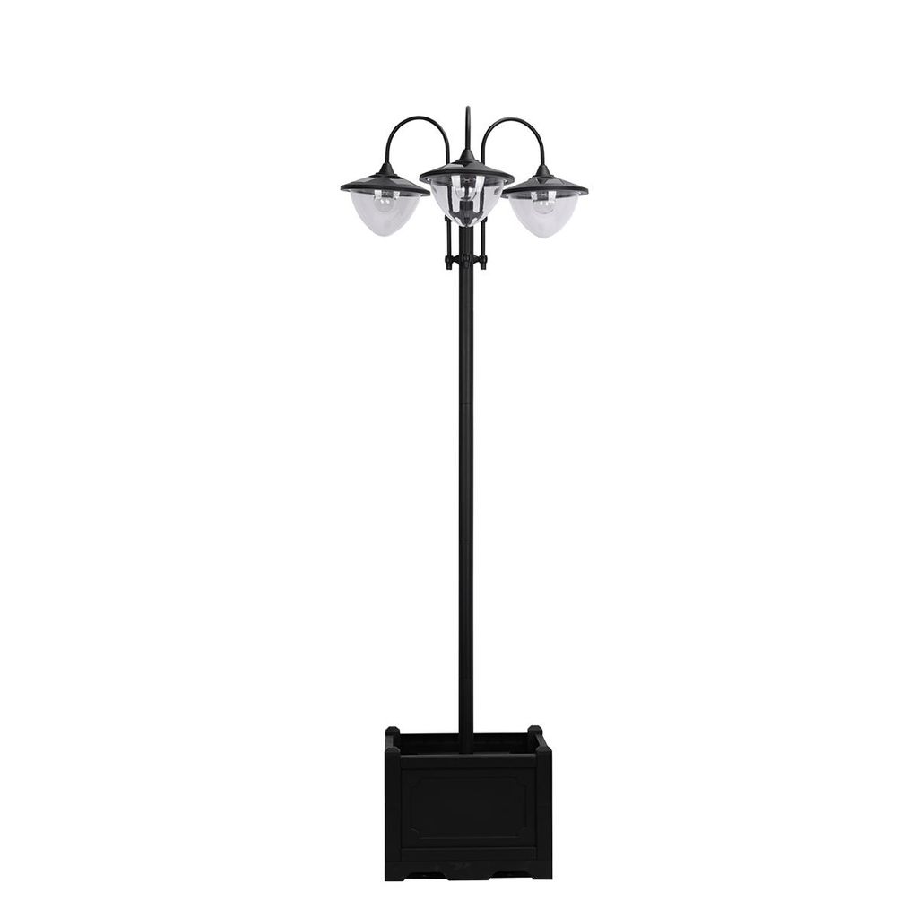 LED Solar Gartenlaterne mit Blumentopf-Basis Stehleuchte Solarlampe für Garten Balkon Deko 60x55x189cm Schwarz