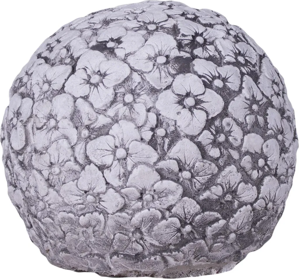 Sphère sculpturale béton design floral résistant au gel pour terrasse