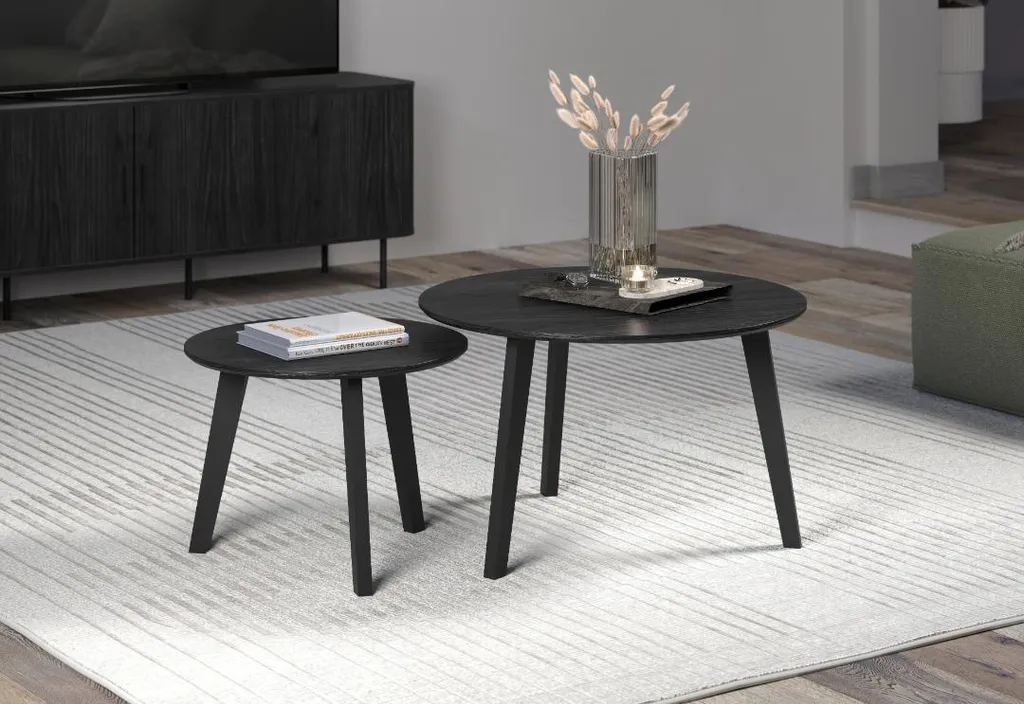 Table Basse Ronin Lot de 2 : La Solution Gain de Place Design Noir - 5