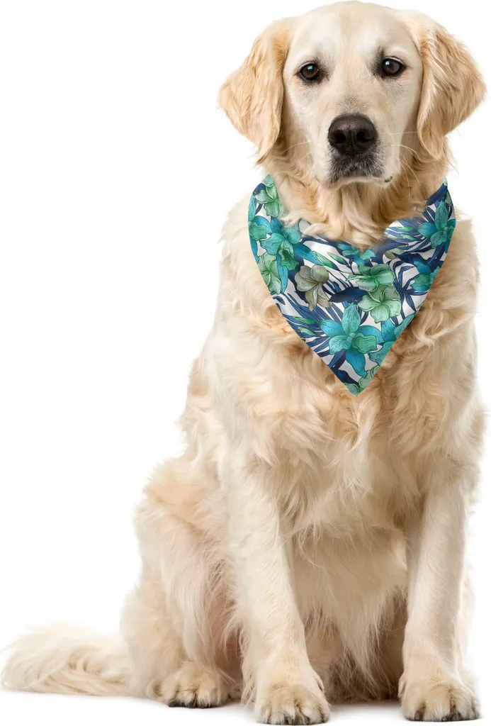 Bandana Fiori Blu e Verde per Cani e Gatti ABAKUHAUS - Regalo Pet