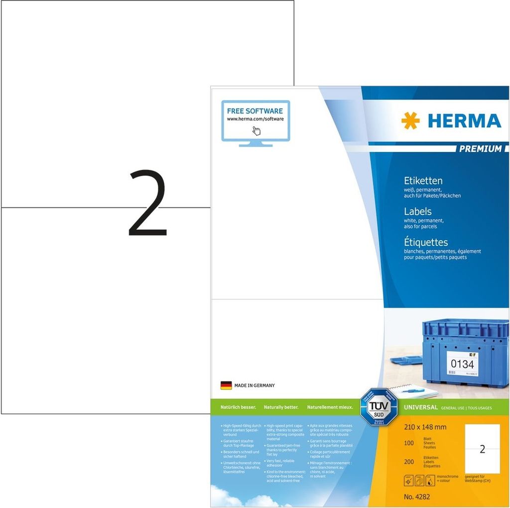 HERMA - Etikett 4282 210x148mm A5 premium weiß 200 Stück