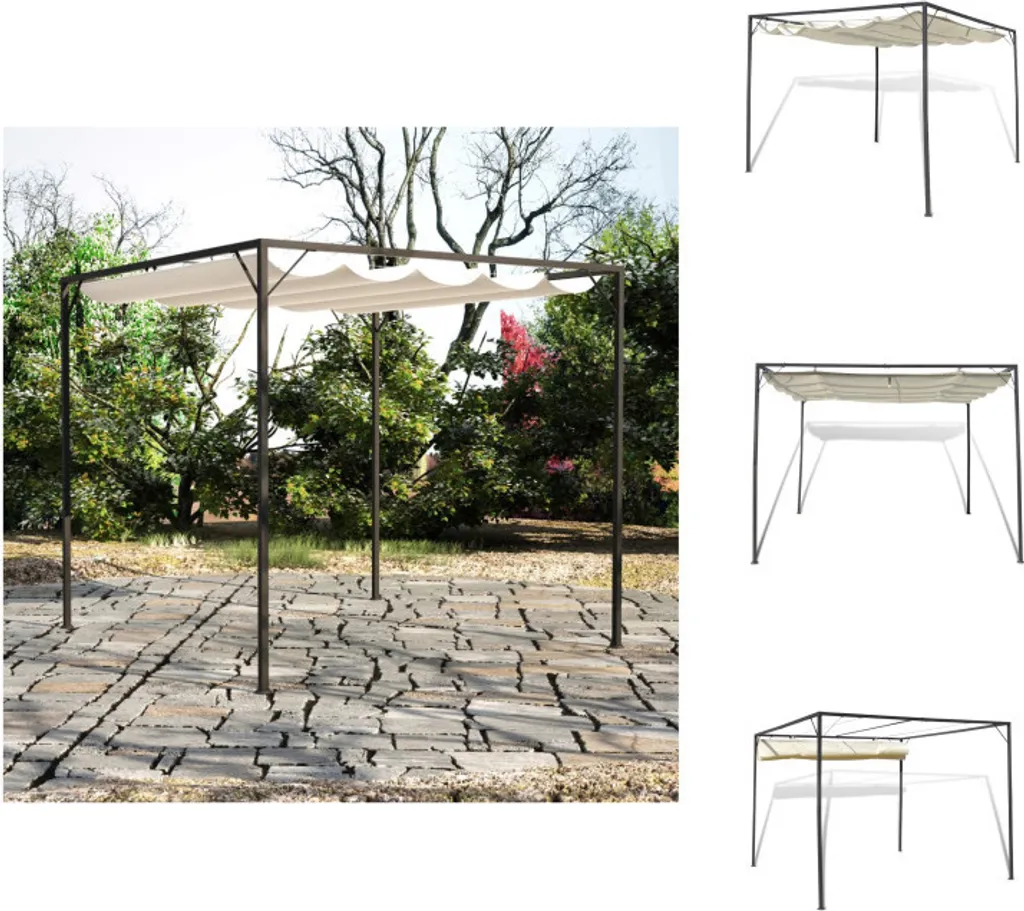 Pavillon de jardin modulable vidaXL - Toit coulissant anti-UV 3x3 mètres