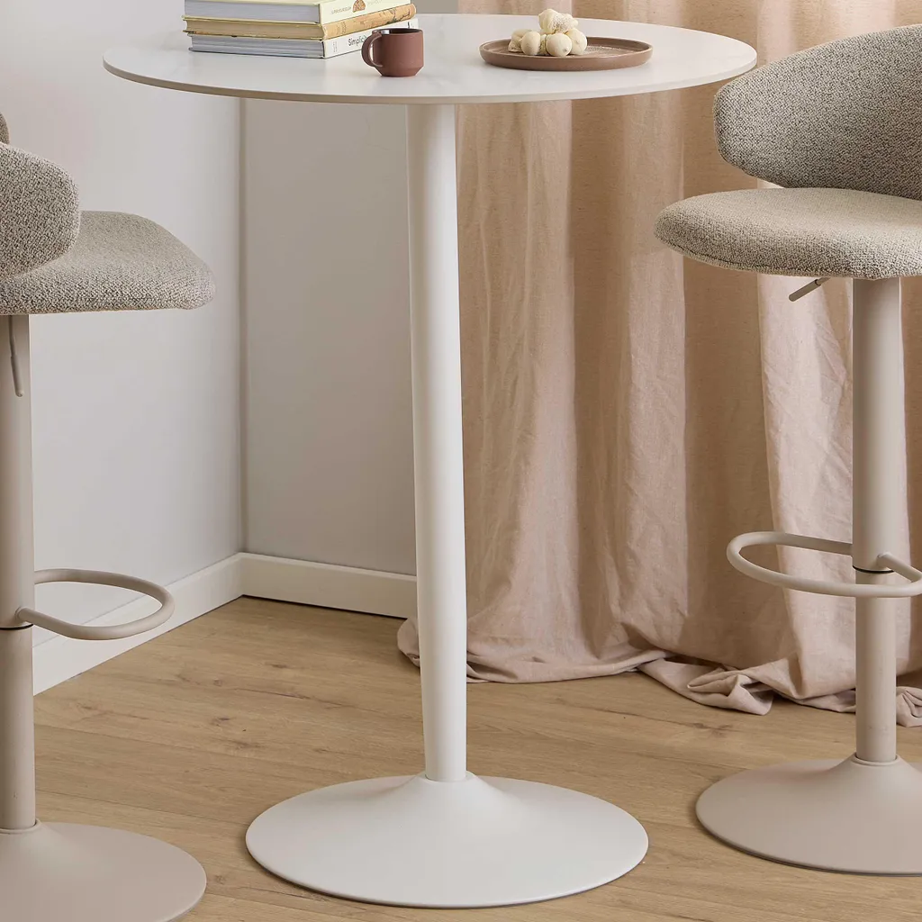 Table haute Malta blanc laqué avec repose-pieds intégré pour studio - 9
