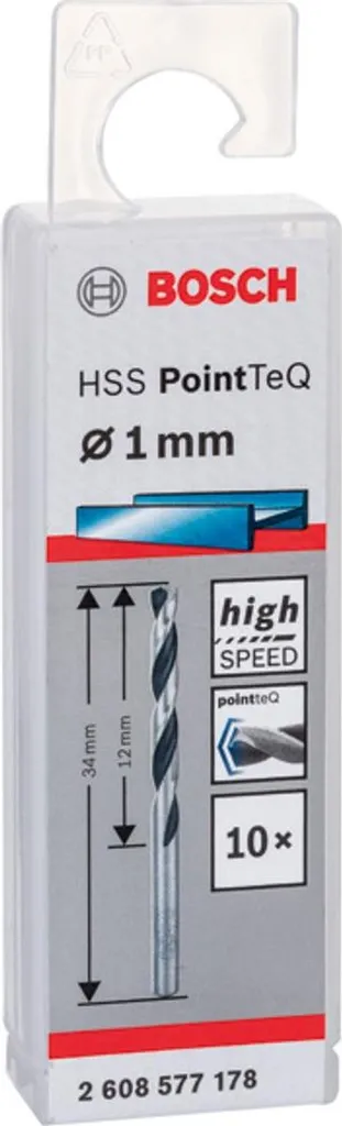 10 Punte Metallo Bosch 1mm HSS | Offerta Pack PointTeQ Convenienza