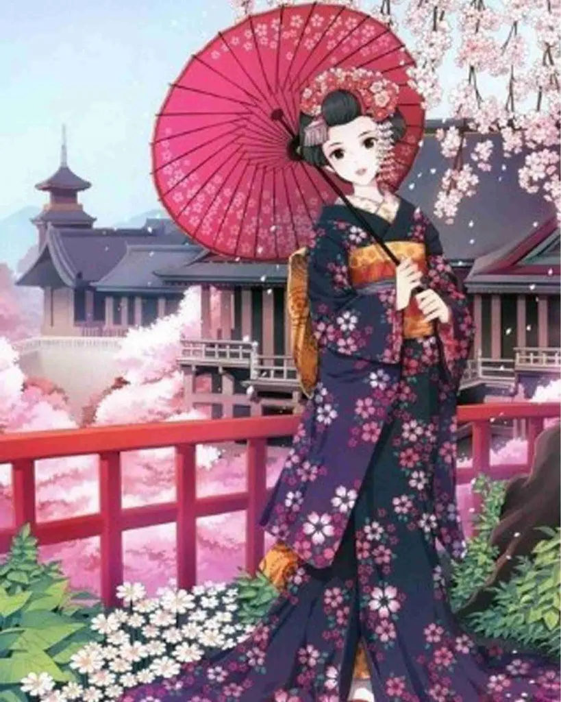 Décoration Murale Zen Broderie de diamants Japonaise 2 format 45x55 cm