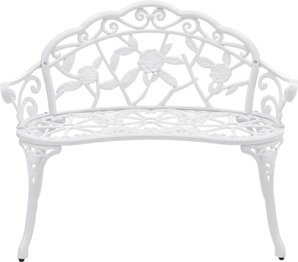 Banc de parc résistant aux intempéries en métal blanc design arrondi - 4