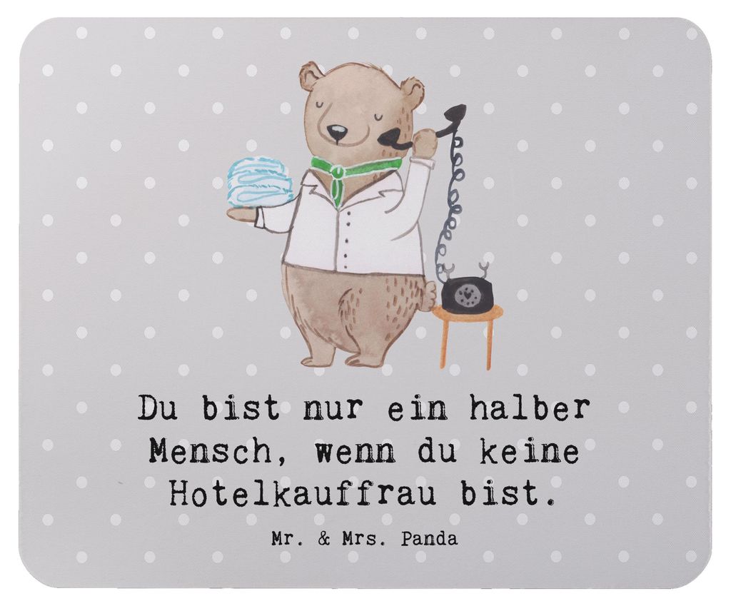 Mr. & Mrs. Panda Mouse Pad Hotelkauffrau Herz - Grau Pastell - Geschenk, pc mausunterlage, Spruch, Lustig, Hotelfachfrau, notebook mauspad, mousema...