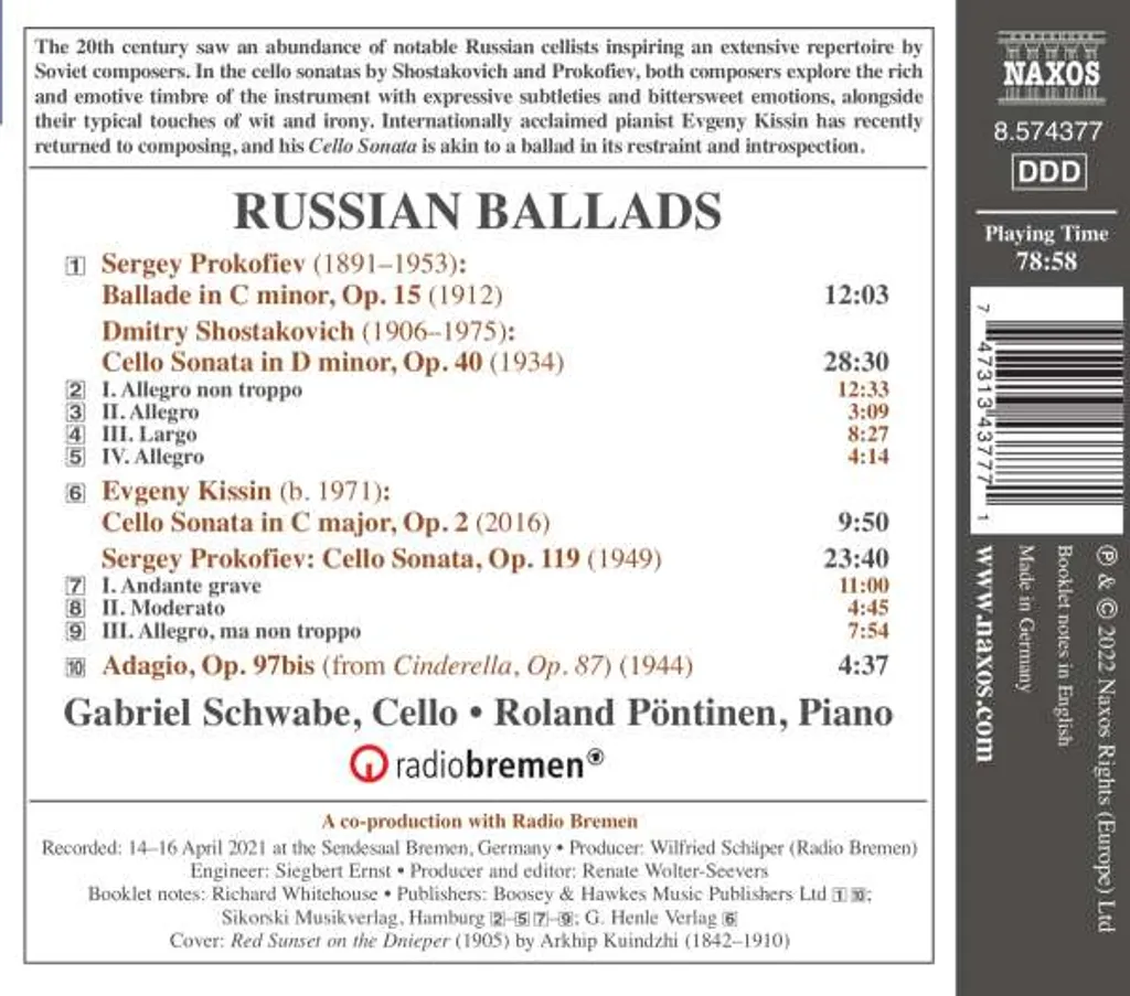 Ballades russes Schwabe : Interprétation Virtuose au Violoncelle