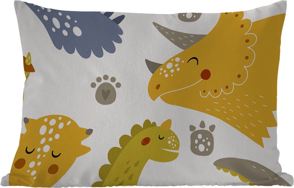 MuchoWow Outdoor Kissen - Dinosaurier - Schnittmuster - Jungen - Dino - Kinder - 50x30 cm - Wetterfest - Lounge Kissen - Sofa kissen - Wohnzimmer...
