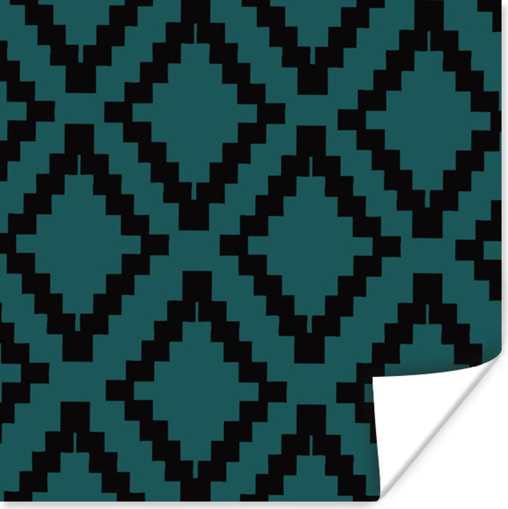 MuchoWow Poster Block - Muster - Blau 100x100 cm - Babyzimmer