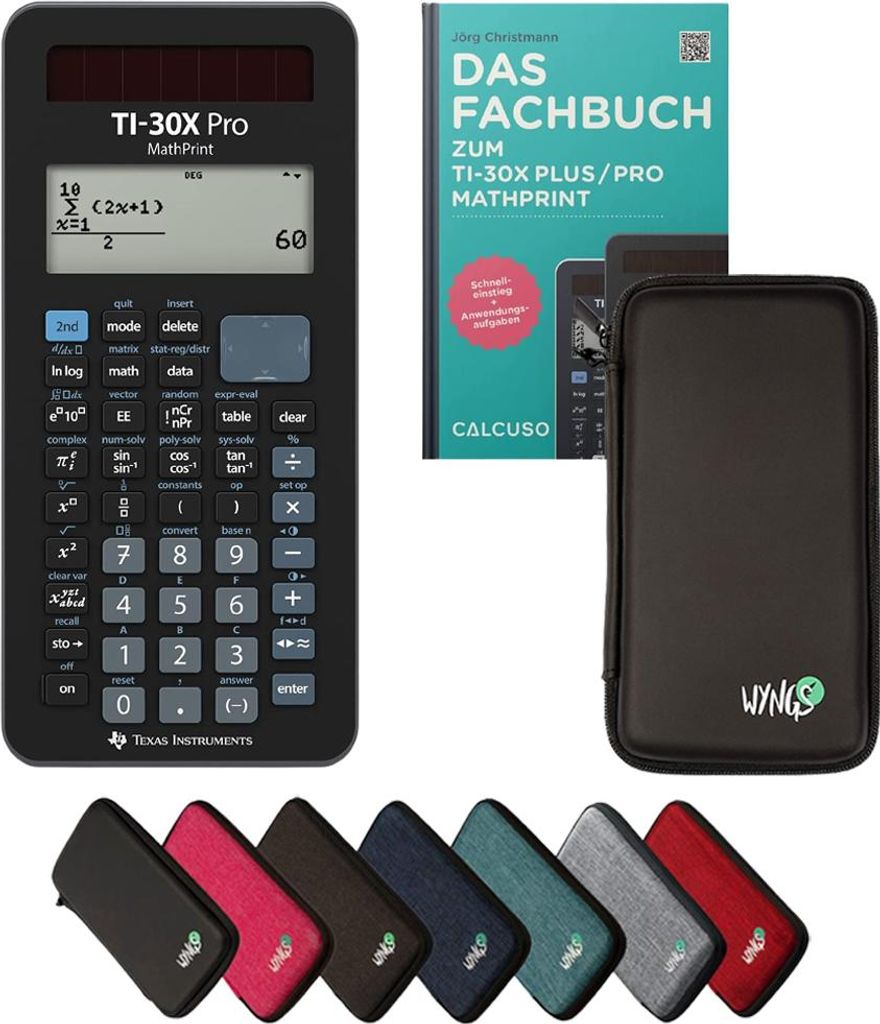 TI-30X Pro MathPrint inkl. Schutztasche Schwarz & Fachbuch Produktbild 