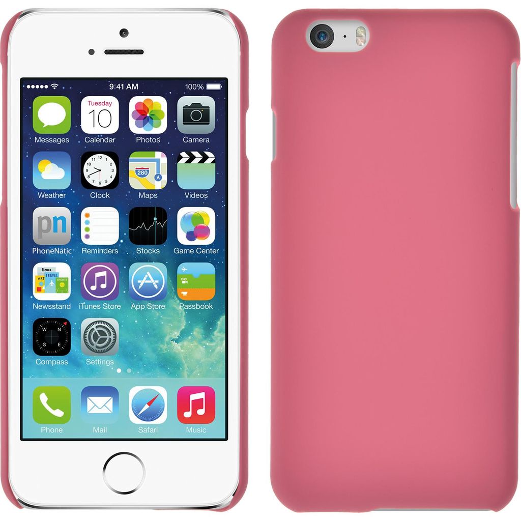 PhoneNatic Case kompatibel mit Apple iPhone 6s / 6 - Hülle rosa gummiert Hard-case + 2 Schutzfolien