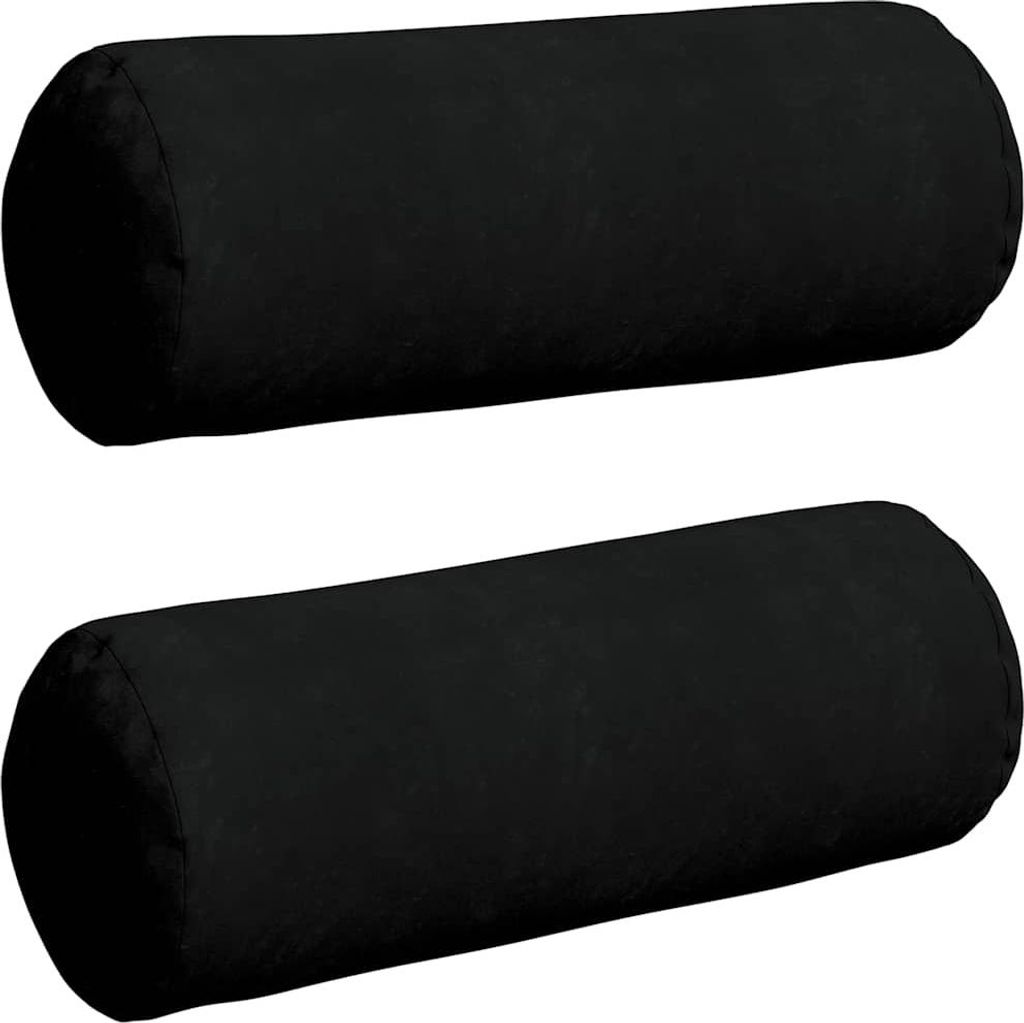 vidaXL Bolsterkissen 2 Stück Schwarz Ø 25 x 70 cm Mikrofaserstoff