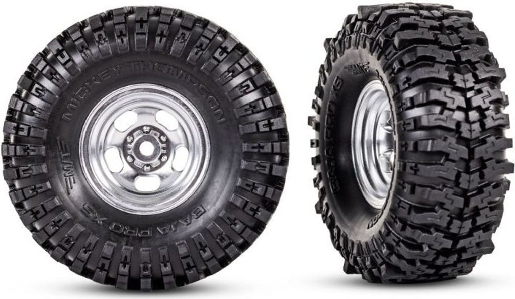 Traxxas Felge 1.0", Scheibe semi-matt chrom, Reifen BFGoodrich Mud-Terrain T/A KM3 (2)