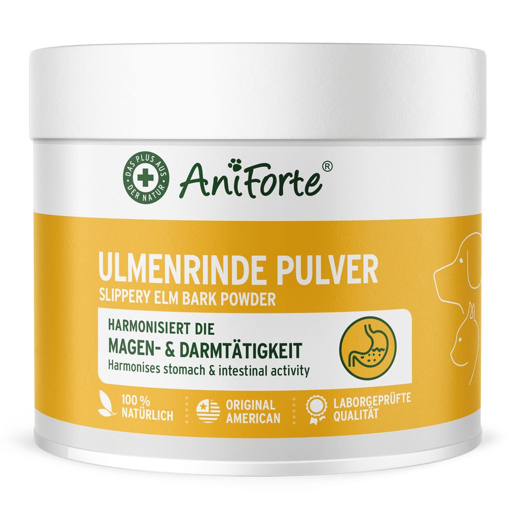 AniForte Ulmenrinde Pulver für Hunde & Katzen 100g - Nach Durchfall & Erbrechen, natürliche Unterstützung von Darmflora & Magen-Darm-Trakt