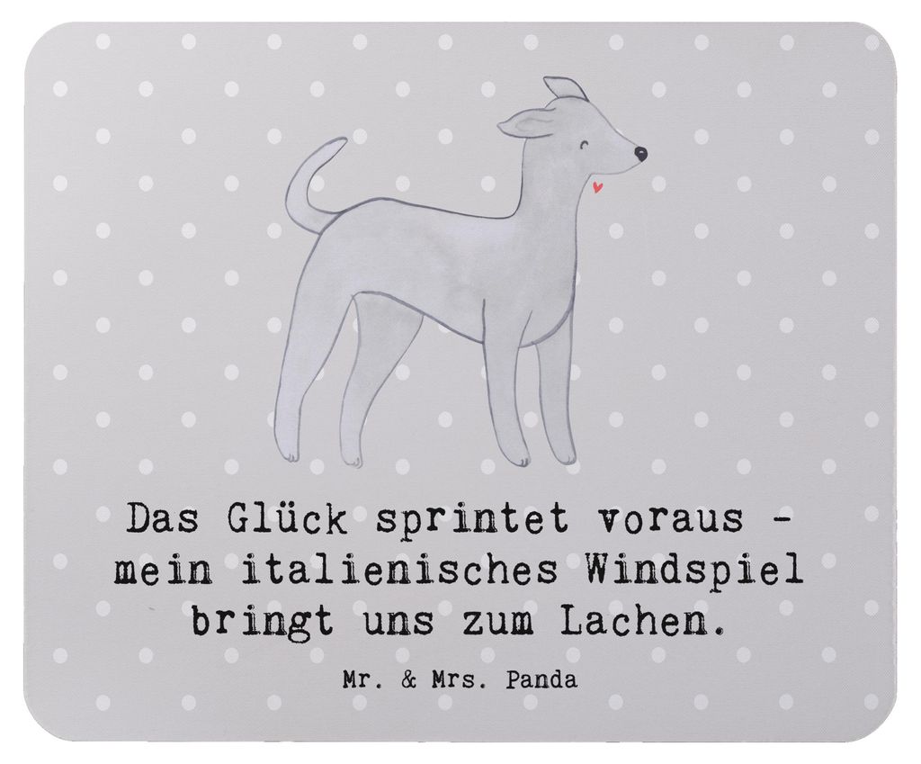 Mr. & Mrs. Panda Mouse Pad Italienisches Windspiel Glück - Grau Pastell - Geschenk, Hunderasse, Hunde, Lachen, liebevolle, Lächeln, Mauspad, Hund...