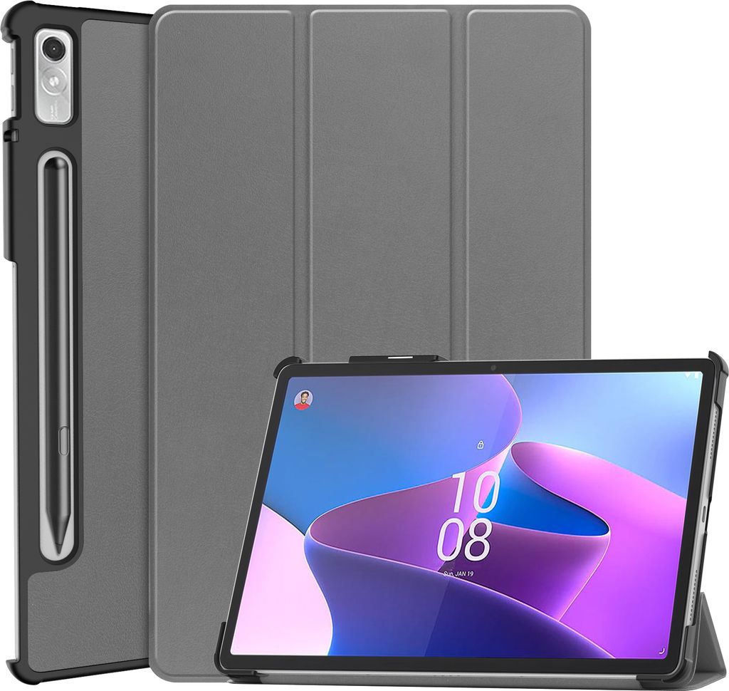 Case2go - Hülle kompatibel mit Lenovo Tab P11 Pro 2nd Gen - Mit AutoWake-Funktion - Kunstleder TPU Tablet Case Schutzhülle - Grau