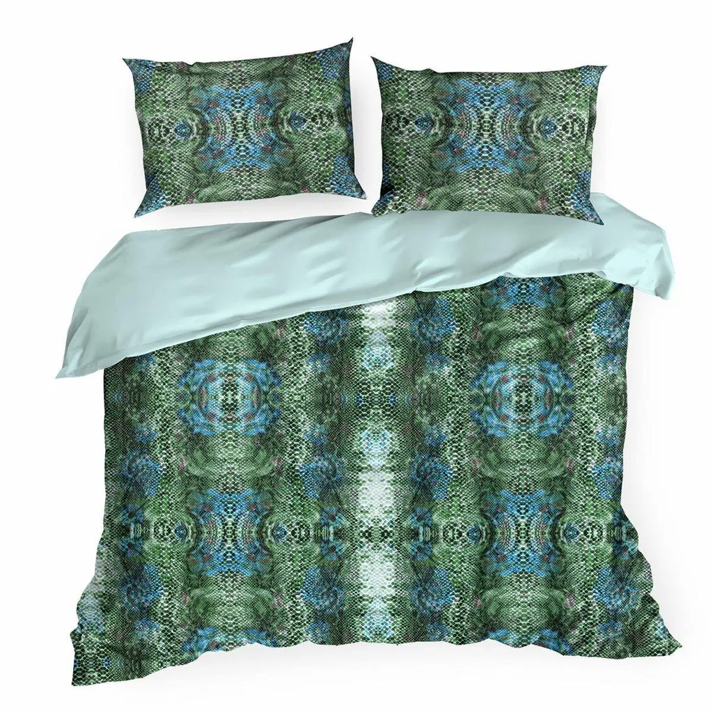 Set Letto 160x200 Eurofirany Nika 38 Verde Turchese Serpente Raso
