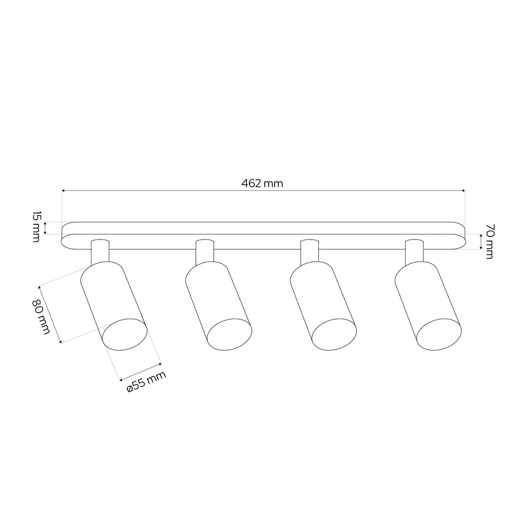 Plafonnier Quadruple MALGA : Solution Éclairage Zone Ombre IP20 Noir - 6