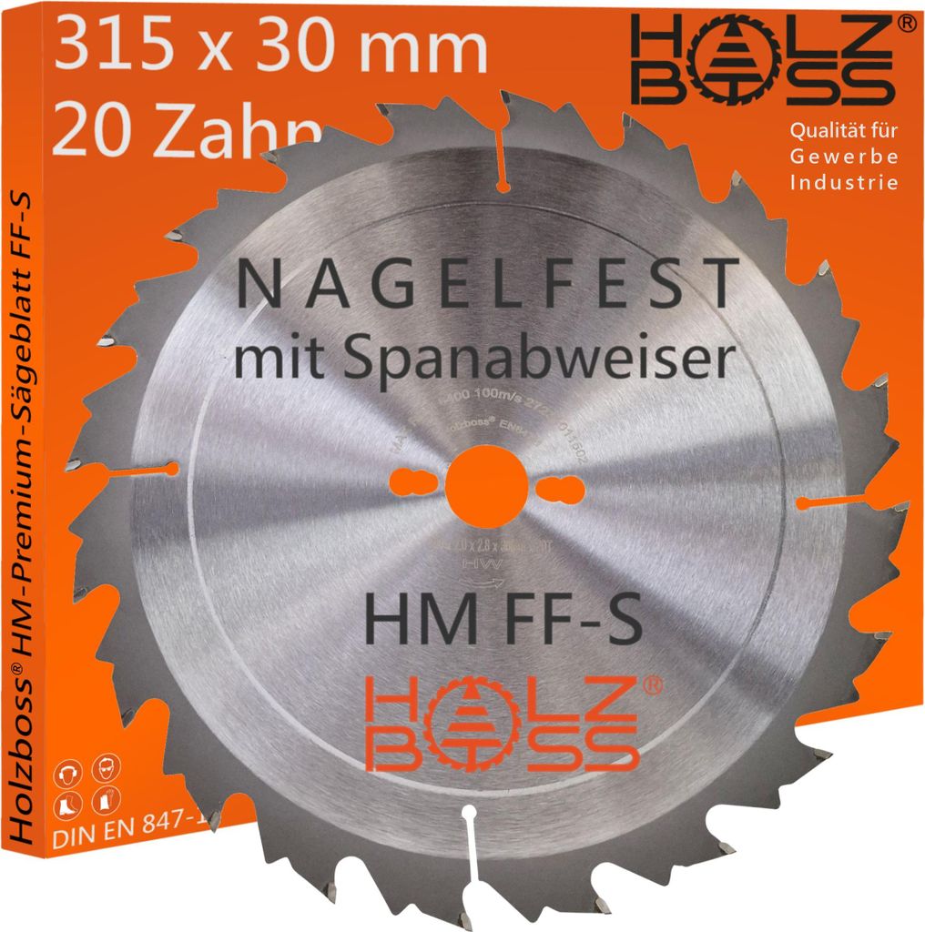 Holzboss® HM-Sägeblatt " Nagelfest mit Spanabweiser " Typ Produktbild 