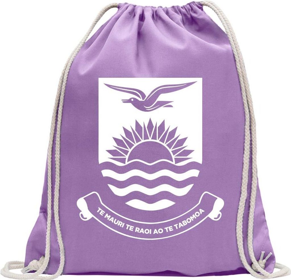 Kiwistar - Turnbeutel - lavendel - Kiribati Wappen - Fun Rucksack Sport Beutel Gymsack Baumwolle mit Ziehgurt