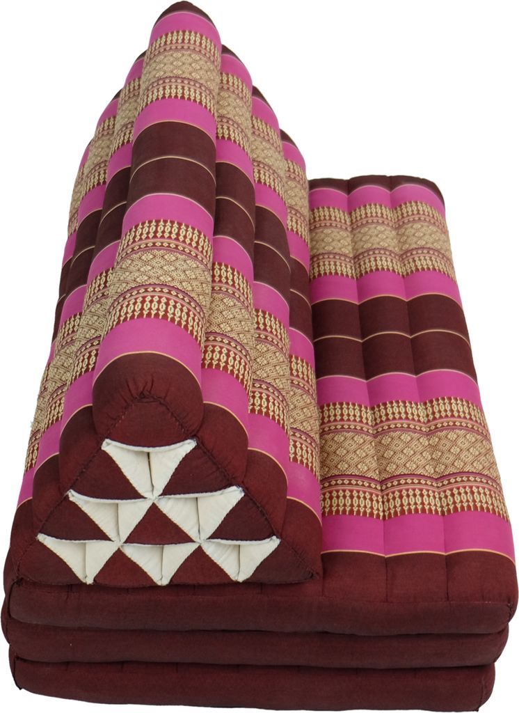 Fine Asianliving Thai Cushion Three-fold 80x190cm Triangle Cushion XXXL 8 Roll Seat Thai Kissen Meditation Matte Matratze Kapok 301-N15
