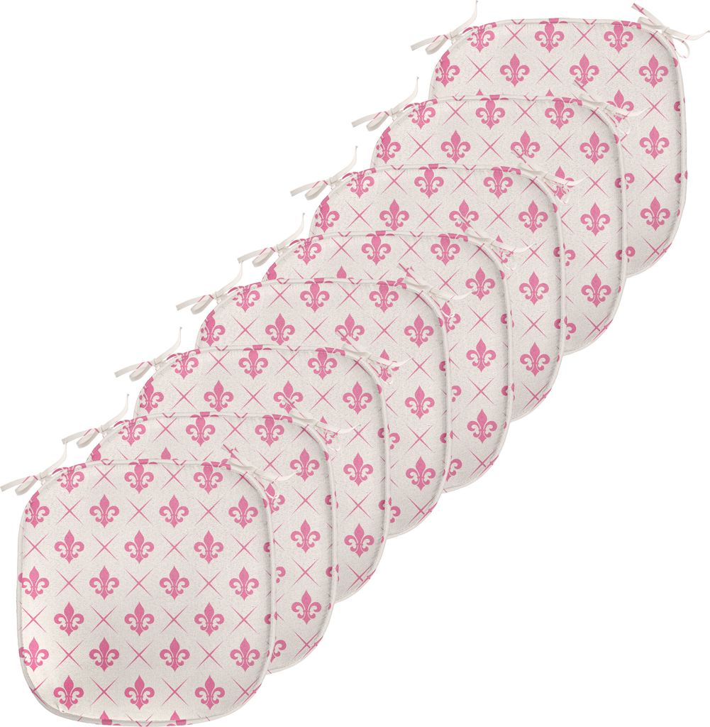 ABAKUHAUS Fleur De Lis Polster für Esszimmerstühle, Rosa Lilien-Blume, Dekoratives wasserfestes Kissen mit Riemen für Küchensitze, 40 cm x 40 c...