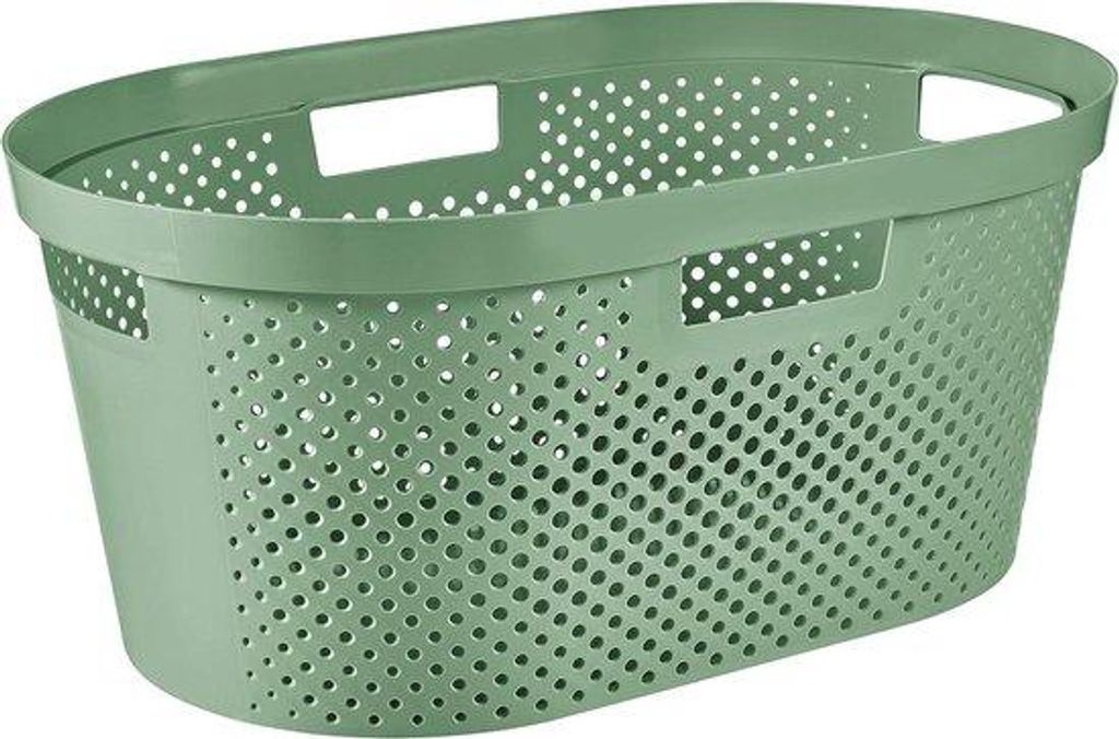 Wäschekorb Punkte 40L weich grün recycelt