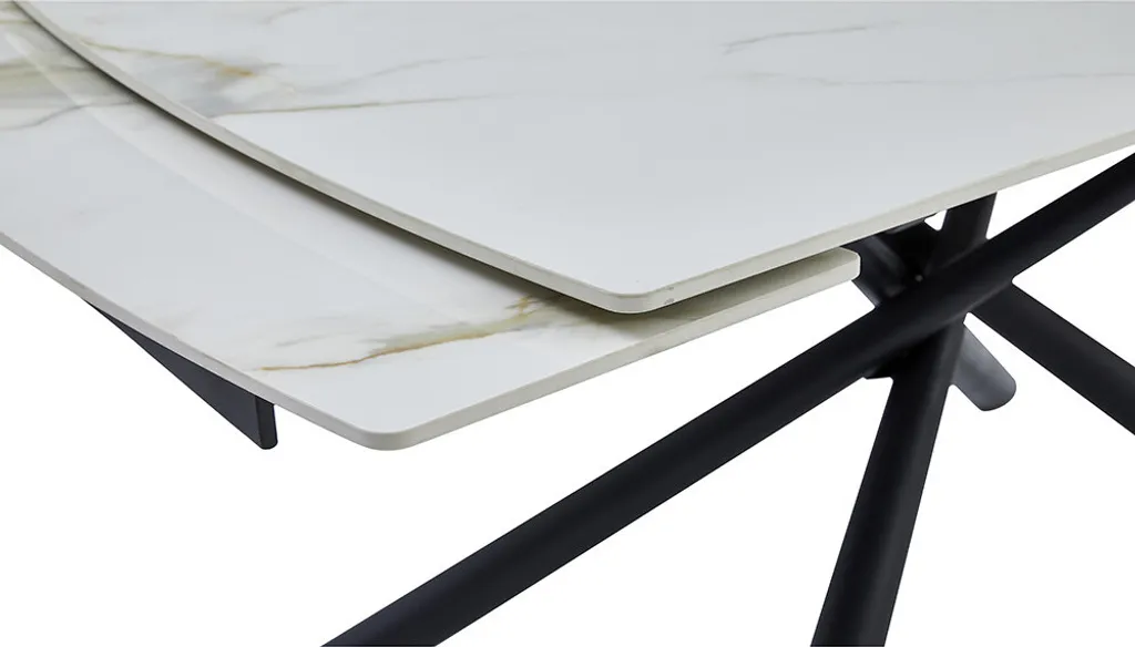 CasaDolce GAVILA Table à manger extensible 140-200cm Blanc Effet Marbre - 6