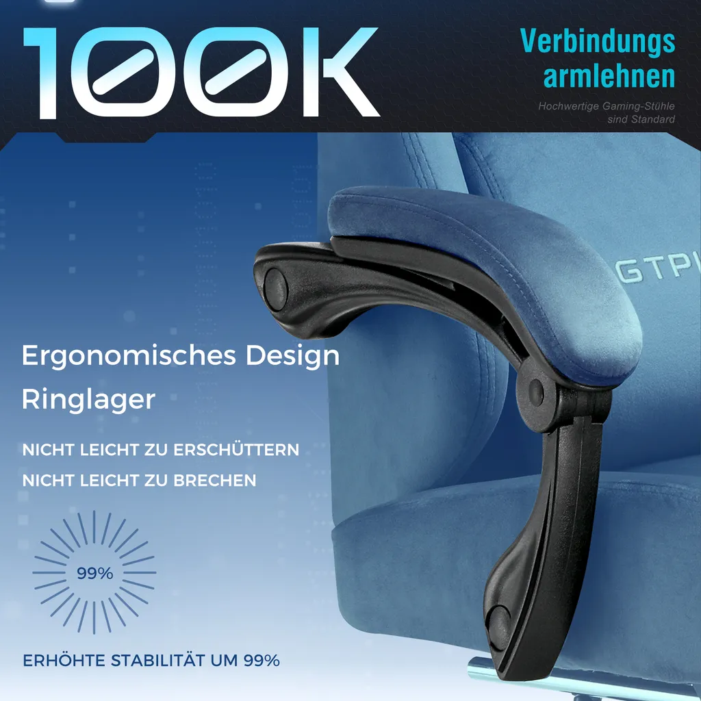 Fauteuil de Bureau Ergonomique et Chaise Gaming avec Repose-Pieds Gris - 6