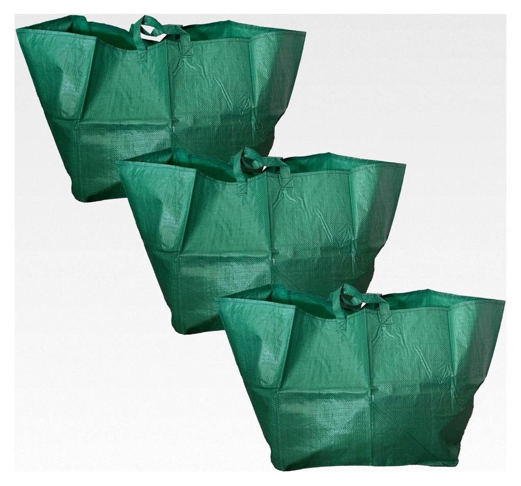 3er Set Gartenabfallsäcke mit robusten Griffen (3x 60l grün)