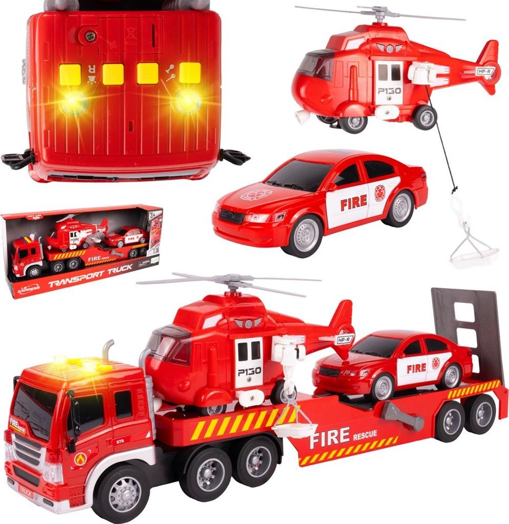 Malplay Feuerwehr Lkw Hubschrauber Auto Spielfahrzeuge 1:16 Produktbild 