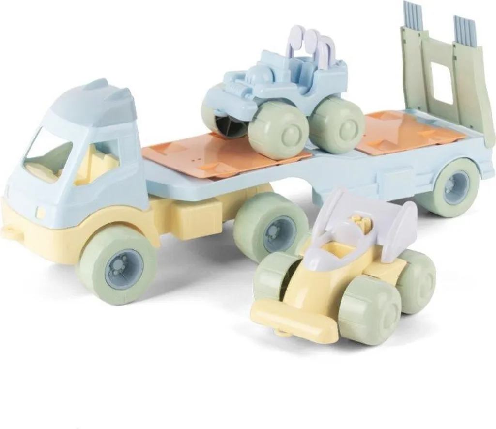 Camion avec remorque et voitures pastel Dantoy en plastique durable