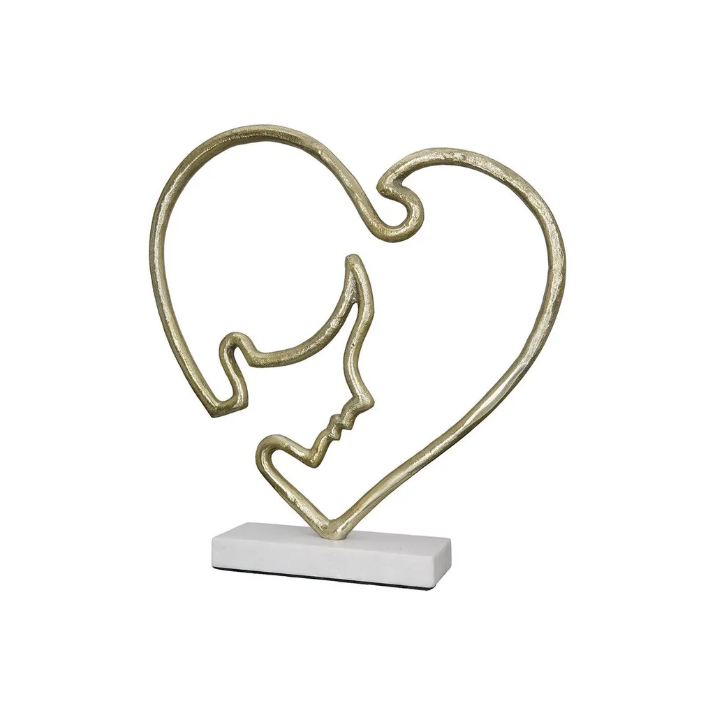 GILDE Skulptur, Herz, "Modern Face", Gesichtsmotiv, Aluminium, goldfarben, , L. 7,5 cm, B. 39 cm, H. 40 cm 50663