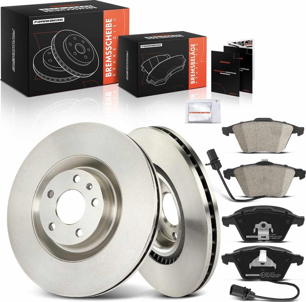 Frankberg 2x Bremsscheiben 4x Bremsbeläge Vorderachse für Audi A4 8E2 8EC B7 8E5 B6 8ED B7 8H7