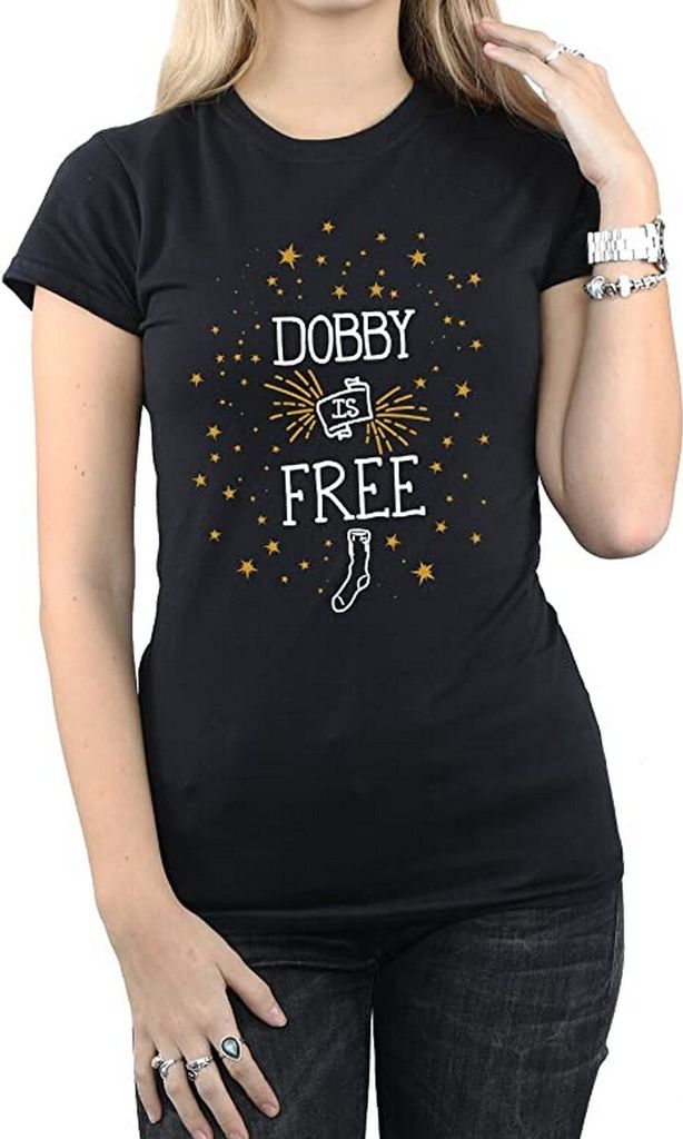Harry Potter - "Dobby Is Free" T-Shirt für Damen BI1279 (S) (Schwarz)