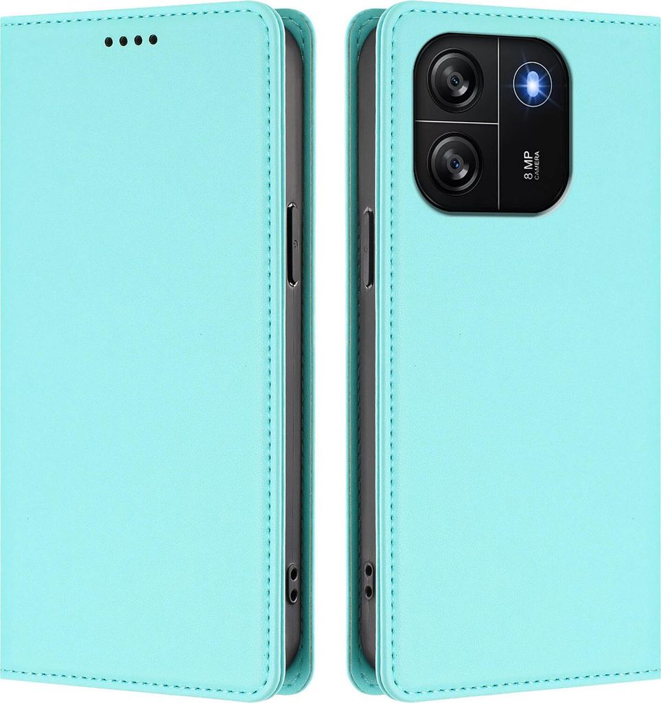 Handyhülle für Blackview Wave 6C, Kunstleder Klapphülle Stoßfeste Magnetische Hülle mit Ständer Türkis