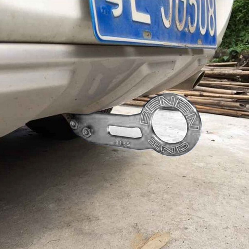 Benen Aluminium-Legierung Hinter Tow Scharnier Anhänger Ring für Universal Auto Auto mit zwei Schraubenlöchern (Silber)