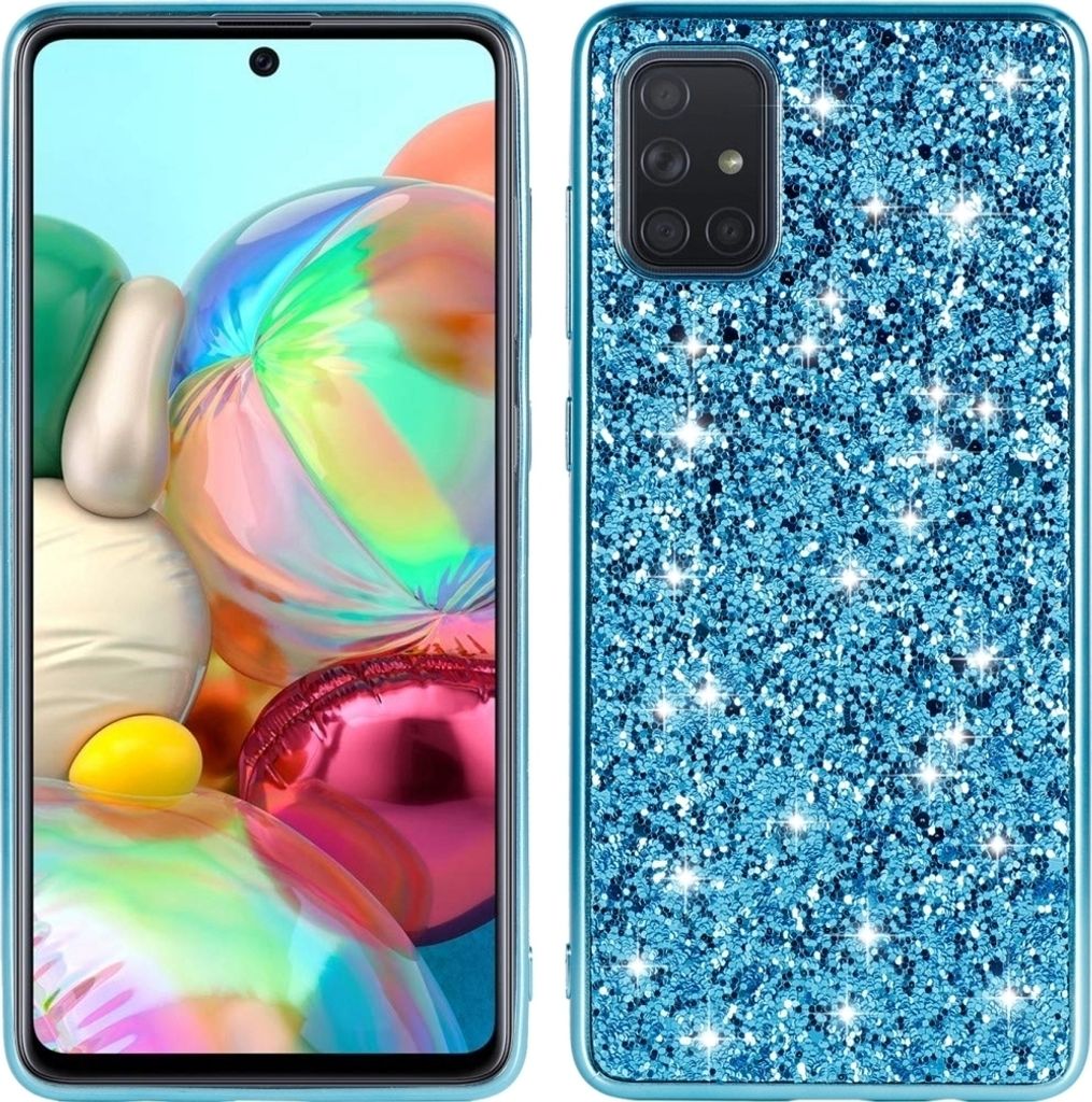 Mobigear Glitter Samsung Galaxy A51 Hülle Hardcase Backcover - Blau