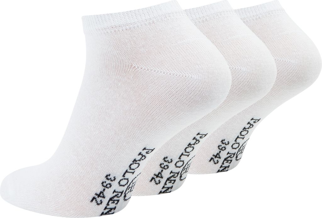 Paolo Renzo Sneaker-Socken Damen & Herren Baumwolle 3 Paar - Uni - Größe 43/46 - Weiß