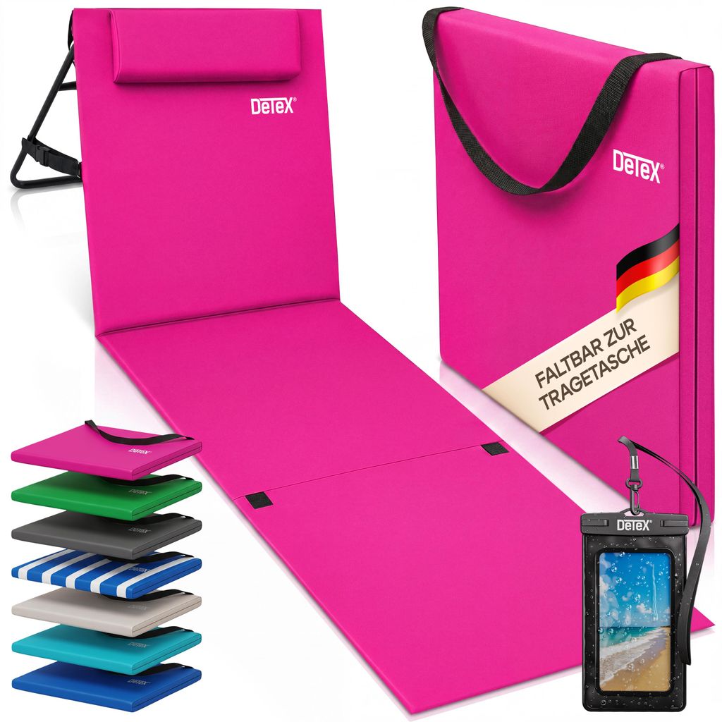 DETEX® Strandmatte mit Rückenlehne Gepolstert Pink Produktbild 